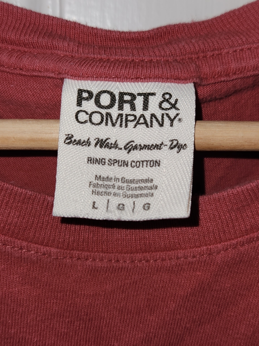 Ron Jon tshirt on A Port and Company Tag Mens Rust Red Crewneck Short Sleeve Tee - Picture 3 of 5